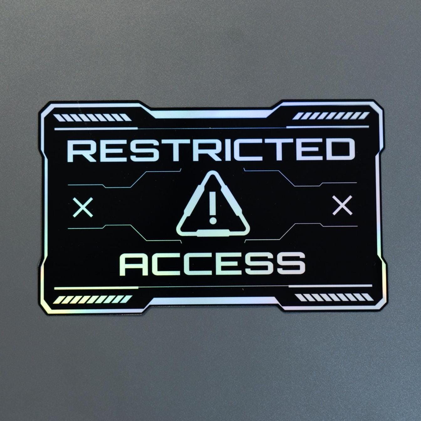 Holo Restricted Access Cyberpunk Sticker, Security Warning Decal for ...