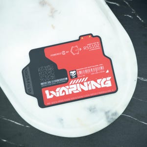 Cyberpunk Red Warning Vinyl Sticker: Sci-Fi Gaming Dystopian Tech Decal