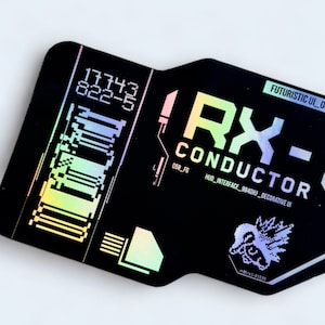 Holographic Vinyl RX-3 Conductor Sticker: Cyberpunk Sci-Fi Gaming Dystopian Tech Decal, UV-Protected, Glossy/Matte