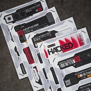 Cyberpunk Vinyl Sticker Pack: 18 Sci-Fi Gaming Dystopian Tech Vinyl Decals