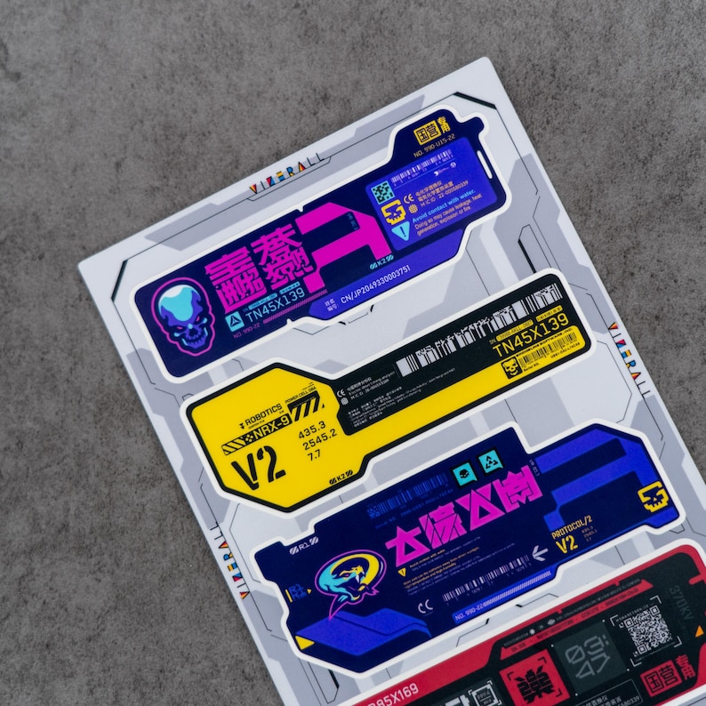 Cyberpunk Sticker Sheet, Industrial Hardware Console Gaming Decal Set ...