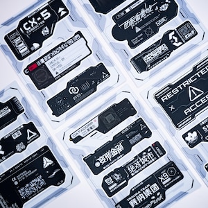 Cyberpunk Vinyl Sticker Pack: 16 Sci-Fi Gaming Dystopian Tech Vinyl Decals