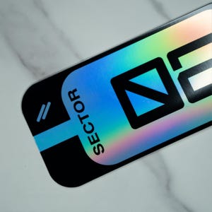 Holographic Vinyl Sticker: &quot;Sector 02&quot; - Sci-Fi Gaming Dystopian Tech Decal, UV-Protected, Glossy/Matte