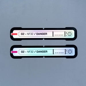 Holo Cyberpunk Sticker, G2 Danger Twin Pack, Industrial Techwear Warning Vinyl Decal image 1