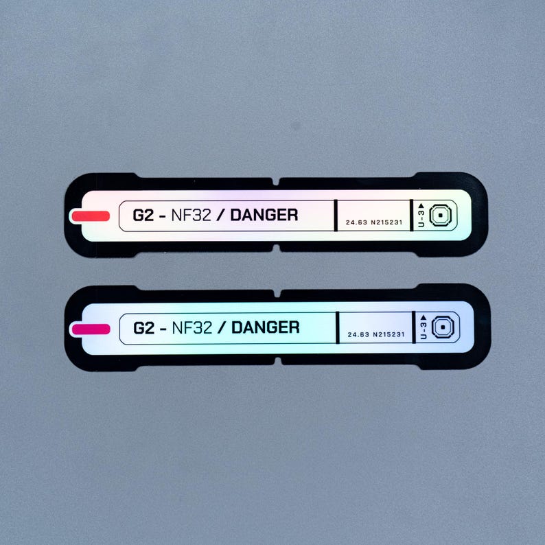 Holo Cyberpunk Sticker, G2 Danger Twin Pack, Industrial Techwear Warning Vinyl Decal image 1