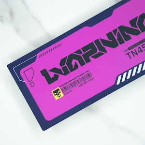 Cyberpunk Vinyl Sticker Warning | Premium Neon Decal 2.4x5.5 | Futuristic Design for Laptops, Bottles, Tech Gear, Gaming Rig, Outdoor, Car