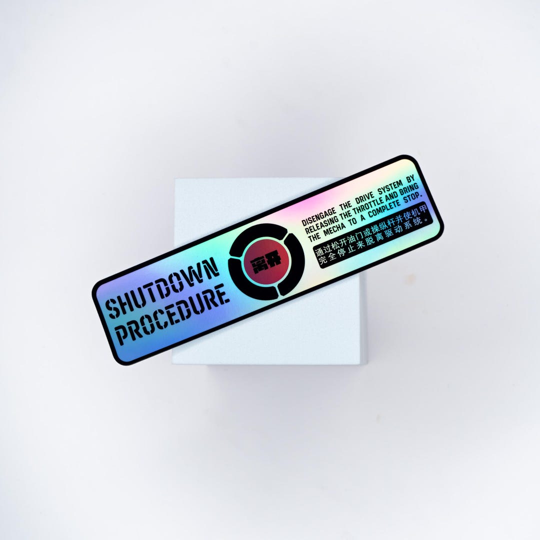 Holographic Vinyl Sticker | Shutdown Procedure | Sci-fi Mech Decal | 1 ...