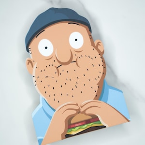 Bob&#39;s Burgers Teddy Eating Burger Vinyl Sticker | Premium 3.3&quot; Weatherproof & UV Protected Decal | Laptop, Car, Bottle | Funny TV Show Gift