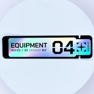 Holo Cyberpunk-klistermärke, Equipment 04-pack, Industrial Techwear Heavy Asset-vinyldekal