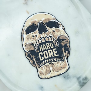 Hardcore Skull Vinyl Sticker: Goth Punk Decal