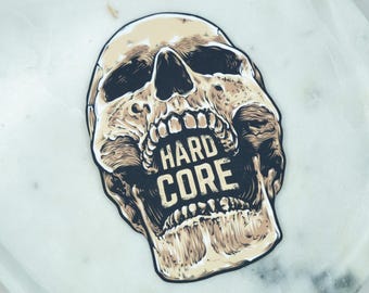 Hardcore Skull Vinyl Sticker: Goth Punk Decal