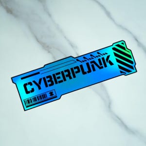Cyberpunk Holographic Vinyl Sticker: Sci-Fi Gaming Dystopian Tech Decal, UV-Protected, Glossy/Matte