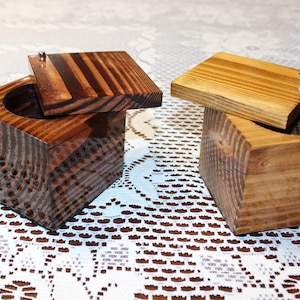 Handcrafted Wood Trinket Box, Rotating Lid, Jewelry Storage