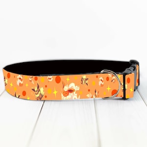 Personalized pokemon flareon dog and cat collar and leash set, anime cartoon dog collar, anime cat collar and leash, flareon pet collar