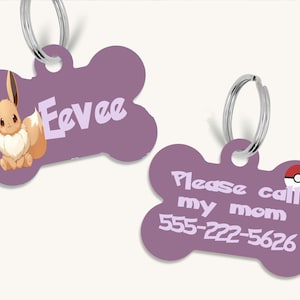 Pokemon eevee anime cartoon game personalized pet dog cat id tag