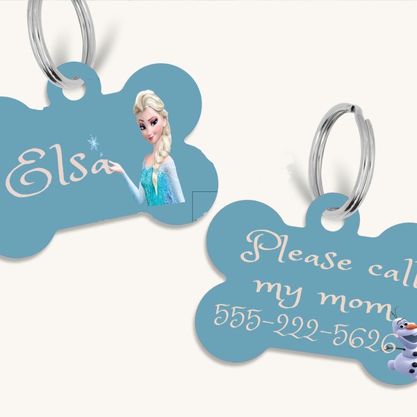 princess Elsa personalized pet dog cat id tag