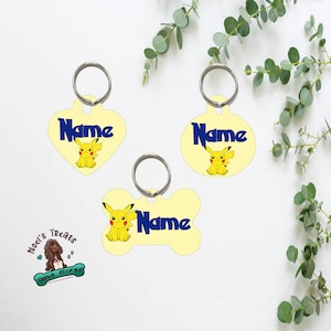 pokemon pikachu personalized dog or cat pet id tags