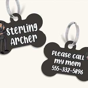 Personalized double sided archer cartoon pet tag, custom dog tag, custom cat tag, sterling pet id tag, cartoon show dog and cat tag