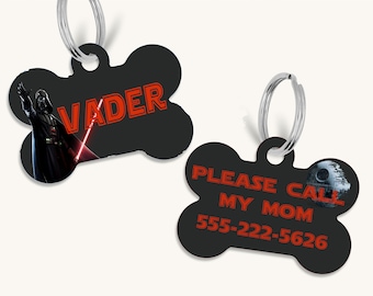 star wars darth vader space movie pet dog cat personalized id tag