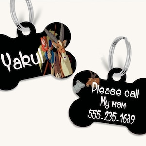 Personalized double sided, anime princess pet tag, Yakul inspired dog tag, cartoon movie cat tag, pet id anime tag, different shape tag
