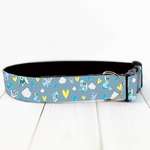 Personalized pokemon vaporeon dog and cat collar and leash set, anime cartoon dog collar, anime cat collar and leash, vaporeon pet collar