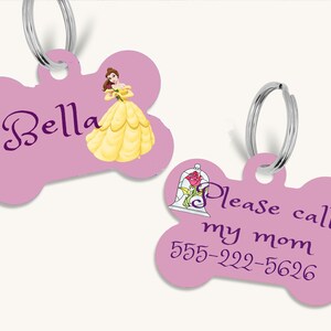 princess belle beauty and the beast pet dog cat id tag