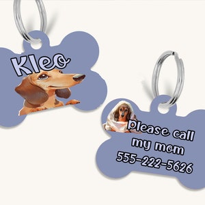 Cute dachshund double sided, personalized pet tag, custom dog tag, cute funny dog breed tag, personalized id, lightweight silent tag