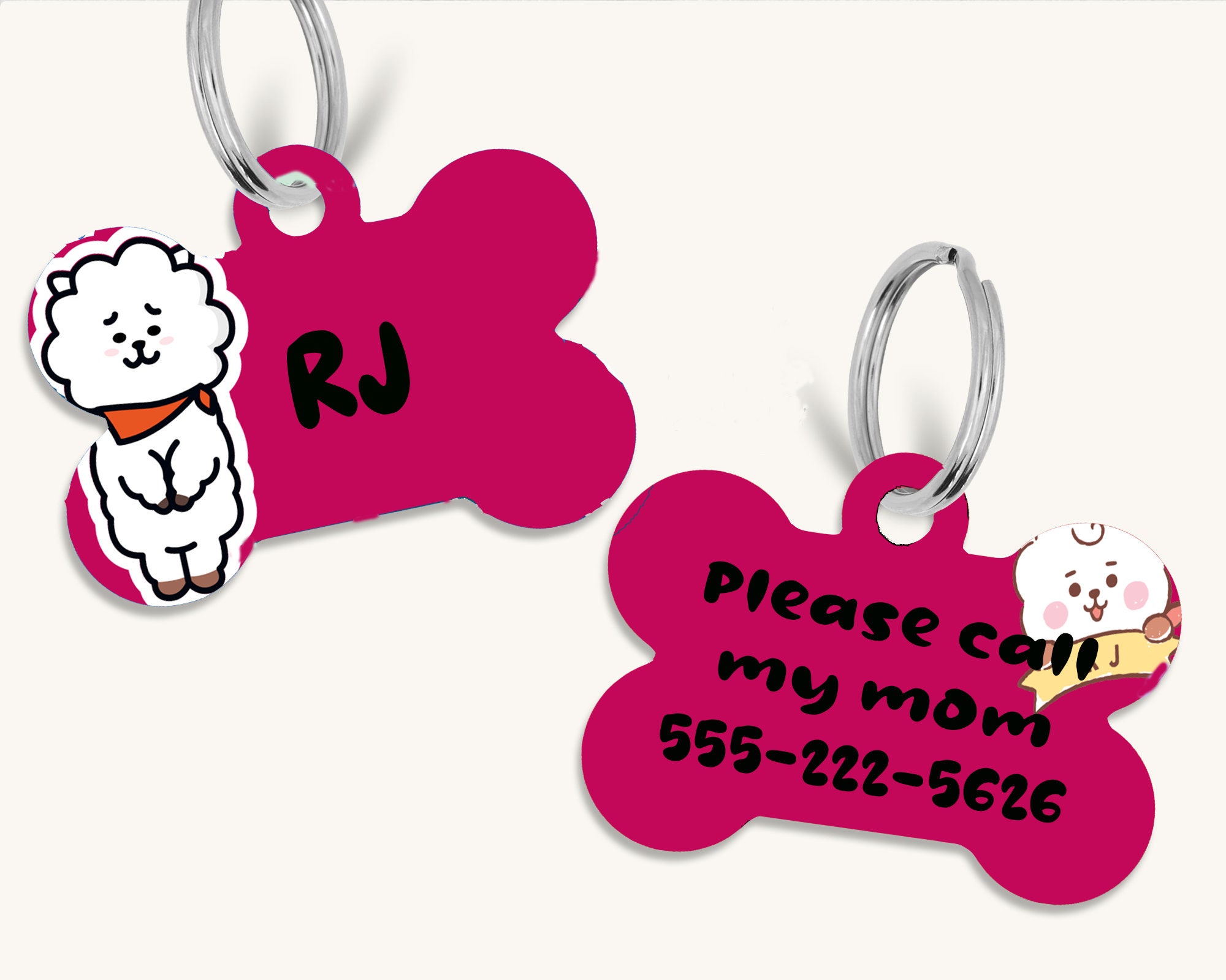 bt21 personalized dog id tag