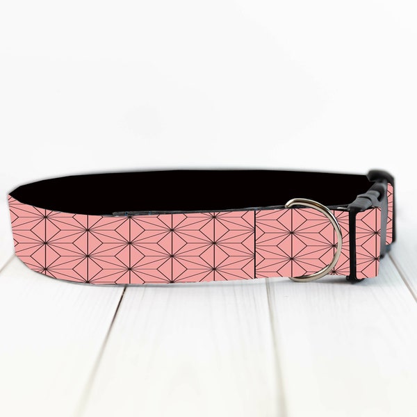 Personalized anime, demon sister, Japanese kimono style inspired pet collar and leash, dog and cat collar and leash set