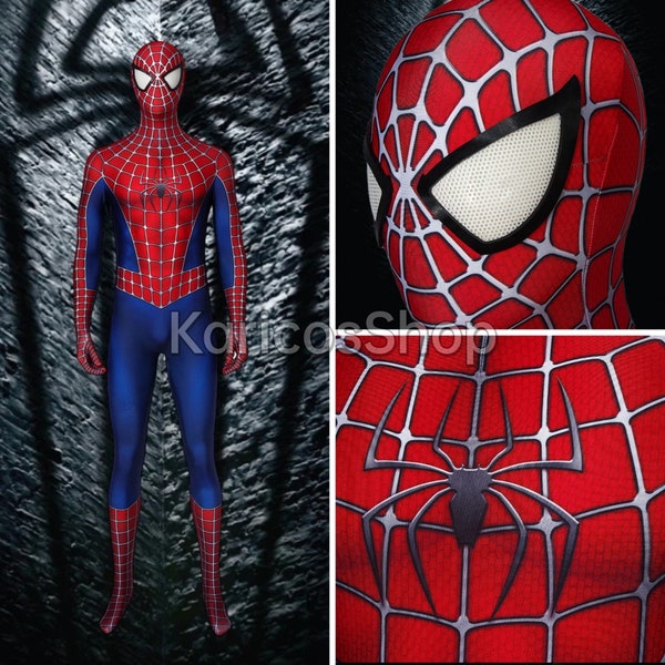 Spider Man 2 Tobey Maguire Cosplay Costume Peter Parker Bodysuit Halloween Handmade Jumpsuit