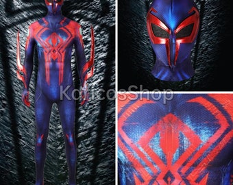 New 2099 Miguel O'Hara Costume Cosplay Spider-Man 2099 Jumpsuit Halloween Party Suit