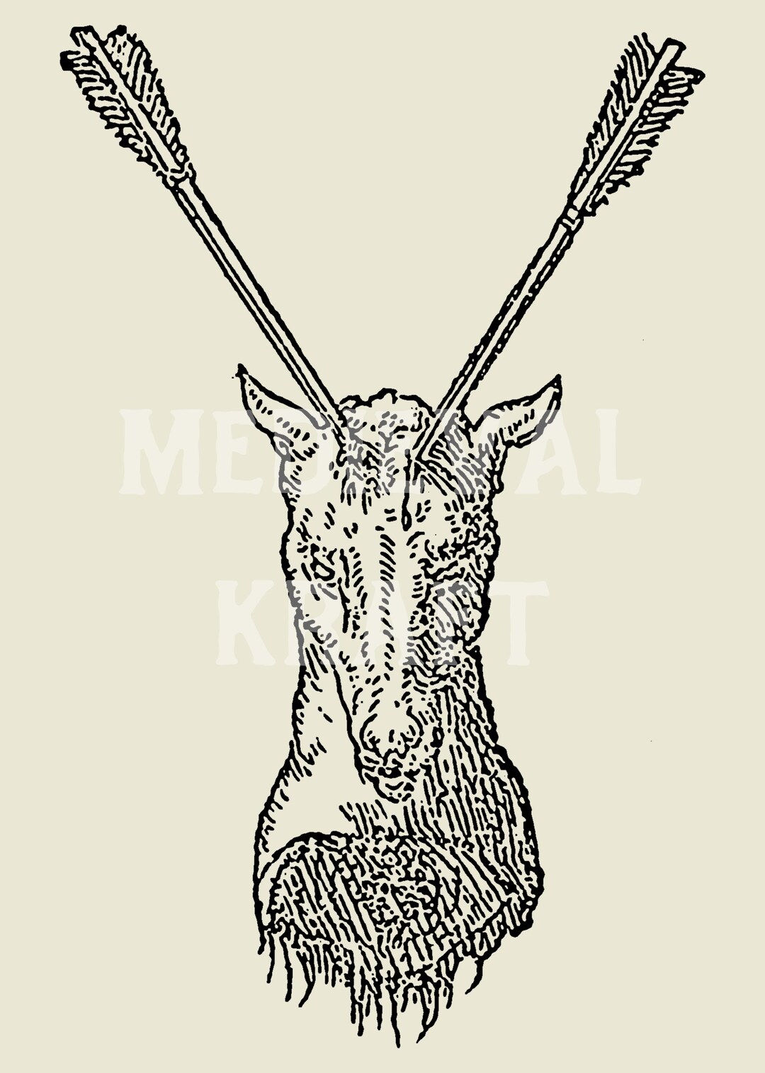 Elk With Arrows in Head Art, Medieval Art Print, Occult Tarot Art Decor ...