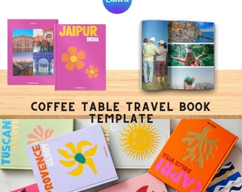 30 Plantilla de libro de fotos de impresión de viajes / Diario de viaje imprimible, Libros decorativos, Mesa de libro de café, Plantilla de libro electrónico Canva