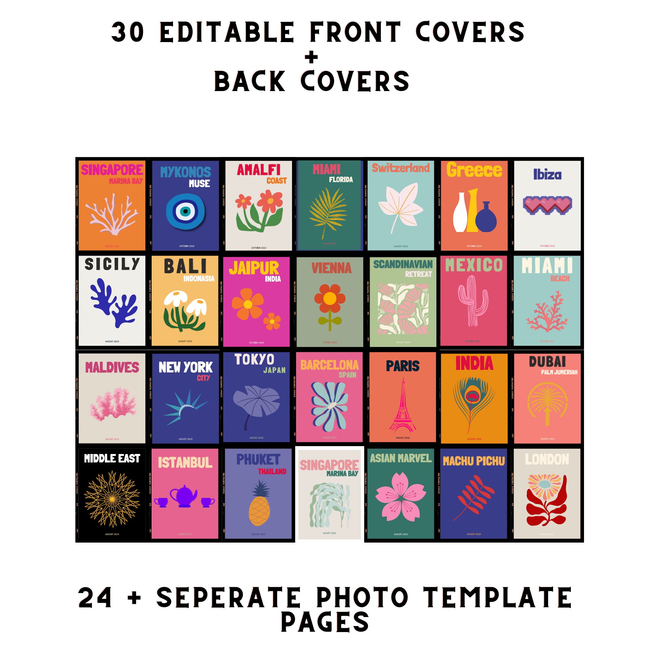 30 Travel Print Photo Book Template Travel Journal Etsy