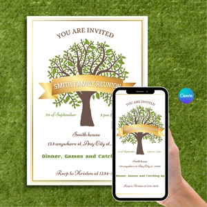 Thanksgiving Family Reunion Invitation | Editable Family Reunion Announcement | Family Tree Reunion Invite | Printable + digital invite