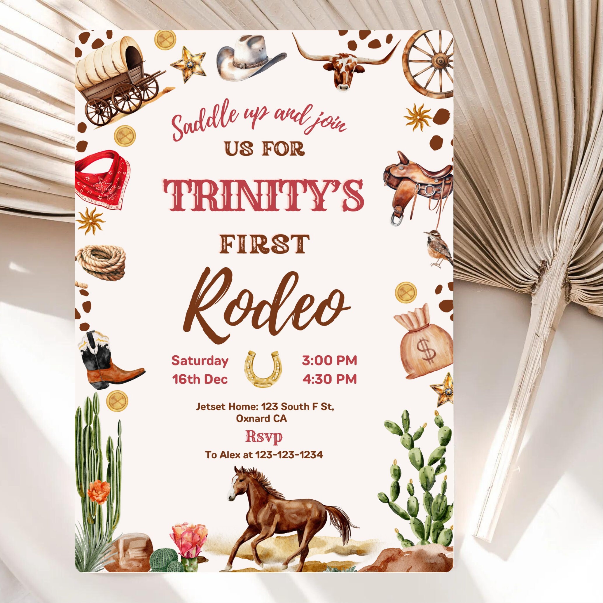 Editable Wild West Birthday Party Invitation Cowgirl Cowboy Party ...