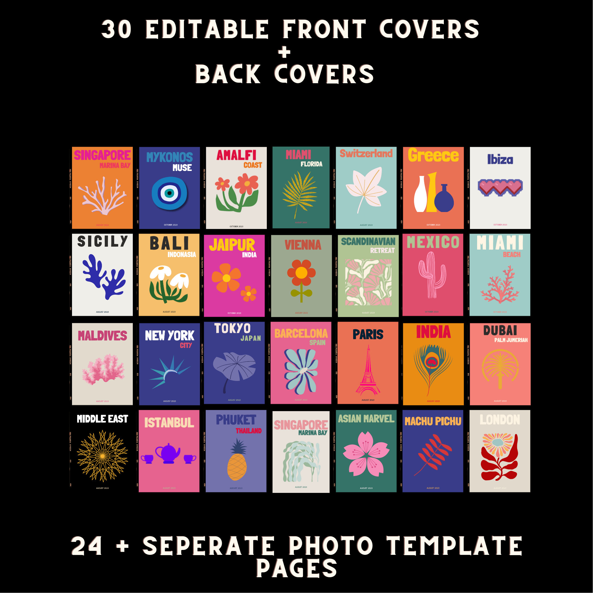 30 travel print photo book template travel journal printable