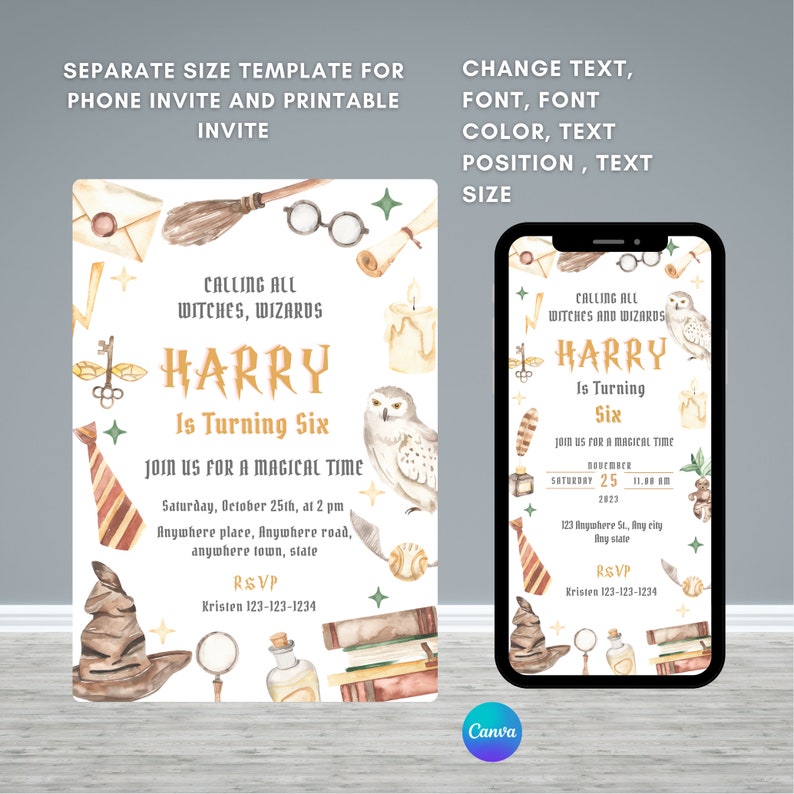 Editable Wizards Invitation, Printable Birthday Party Invitations ...