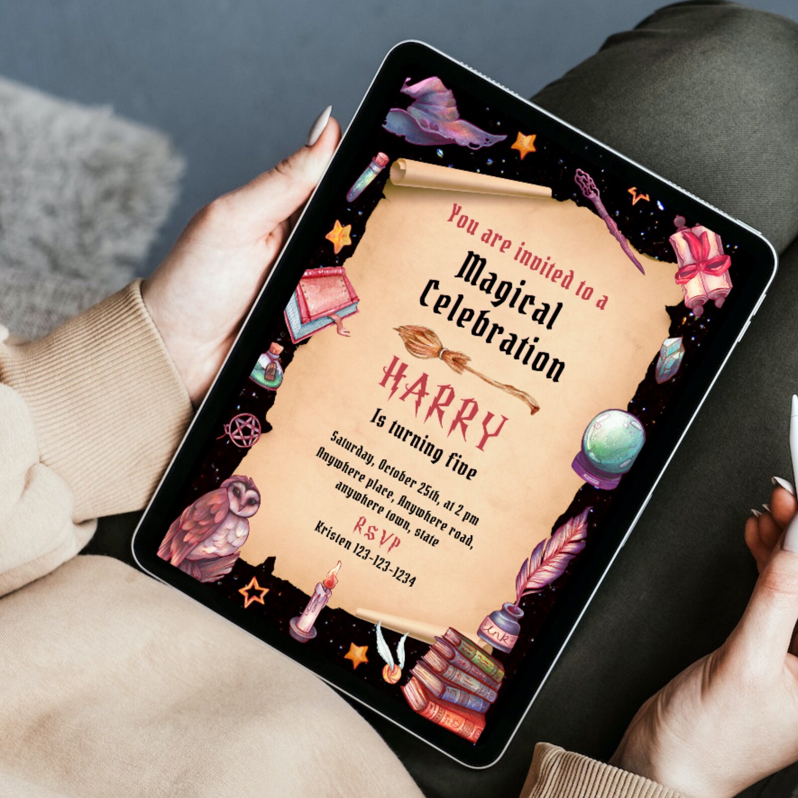 Magic Invite Editable Wizard Theme Birthday Invitation Digital Invite + Printable ...