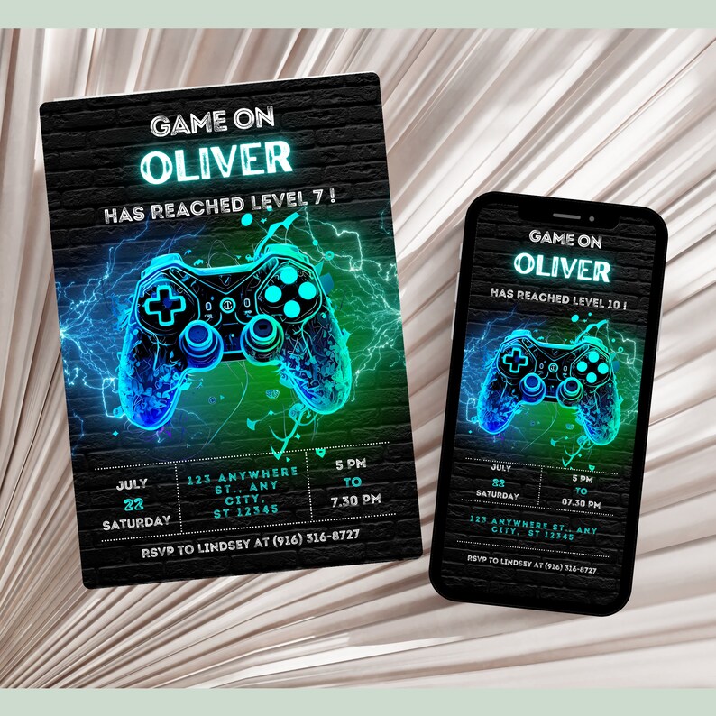 Video Game Birthday Invitation Template, Video Game Invitation, Video ...