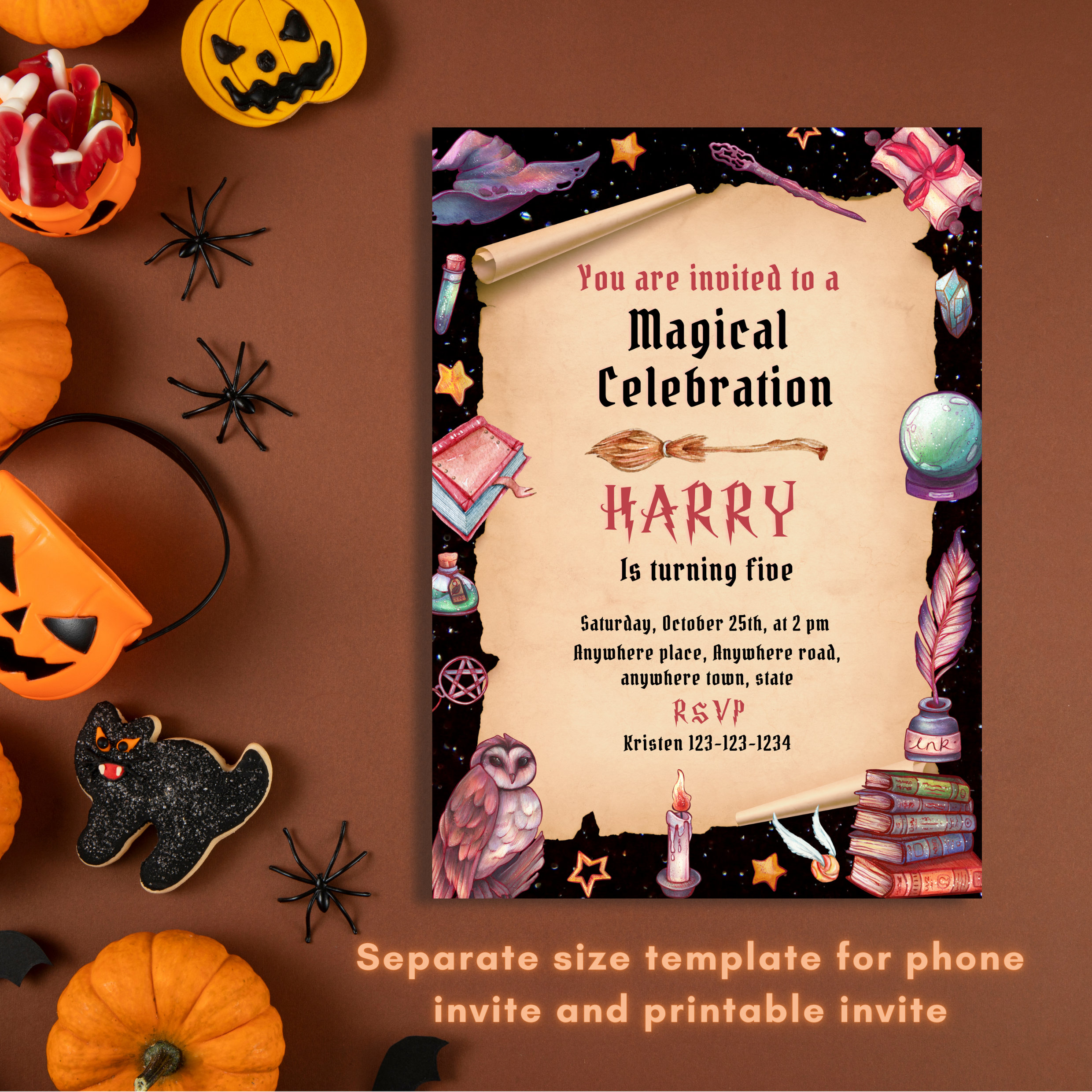 Magic Invite Editable Wizard Theme Birthday Invitation Digital Invite + Printable ...