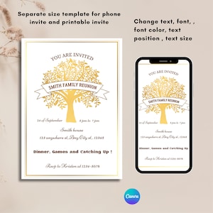 Family Reunion Invitation, Family Reunion Invitation Template, Editable Family Reunion Invite, Family Gathering Invite, thanksgiving invite