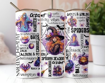 Spooky season witch tumbler,20 ounce skinny tumbler, Halloween tumbler