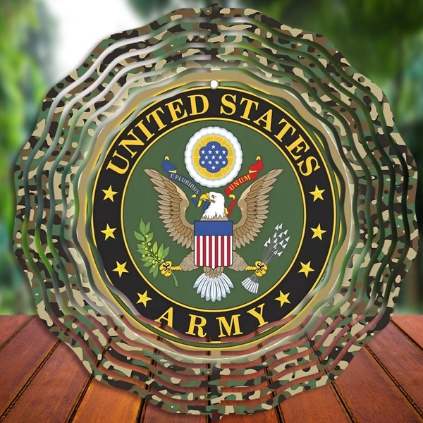 United States Army wind spinner, garden decor, hanging garden spinner, yard decoration