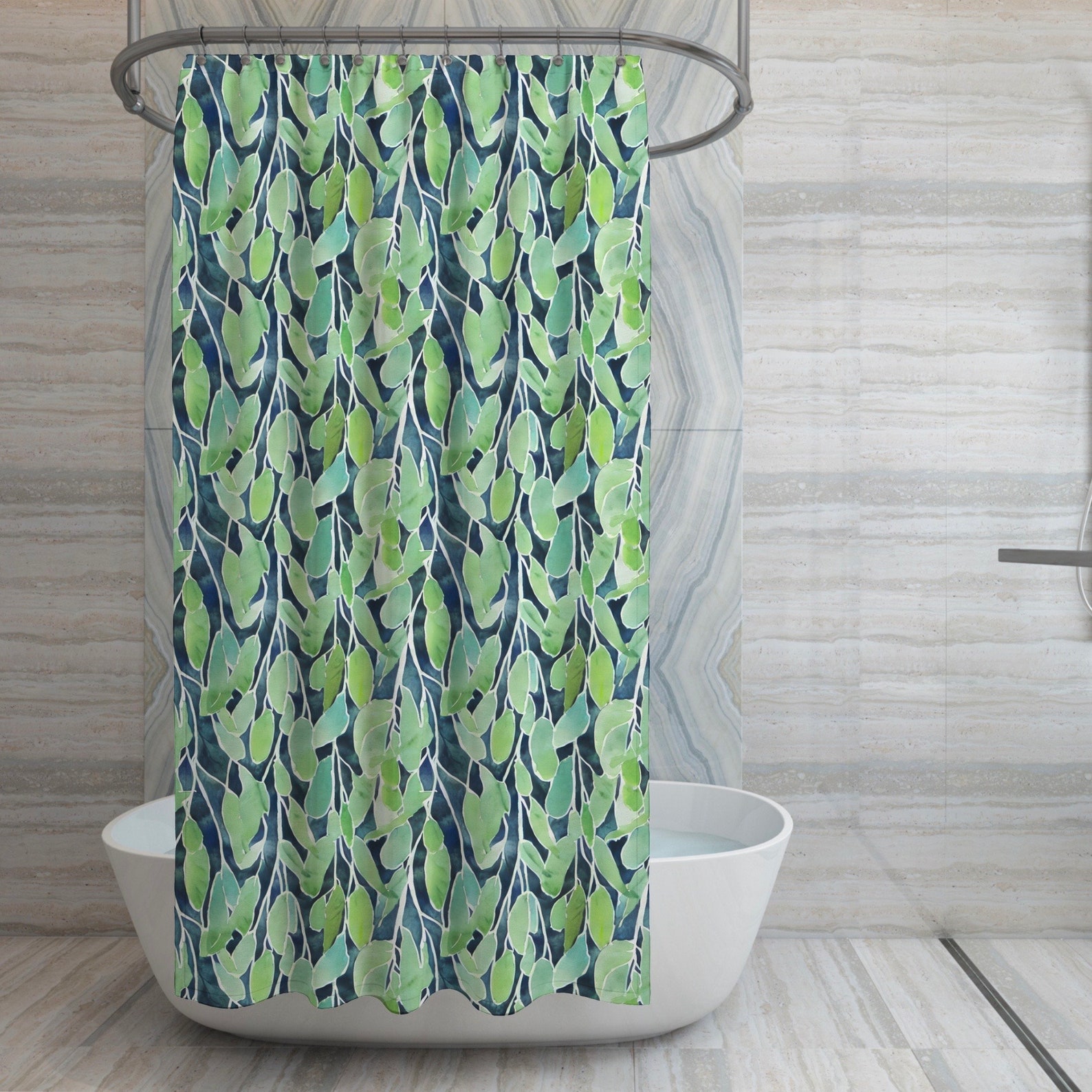Green Willow Shower Curtain Boho Plant Shower Curtain Minimalist