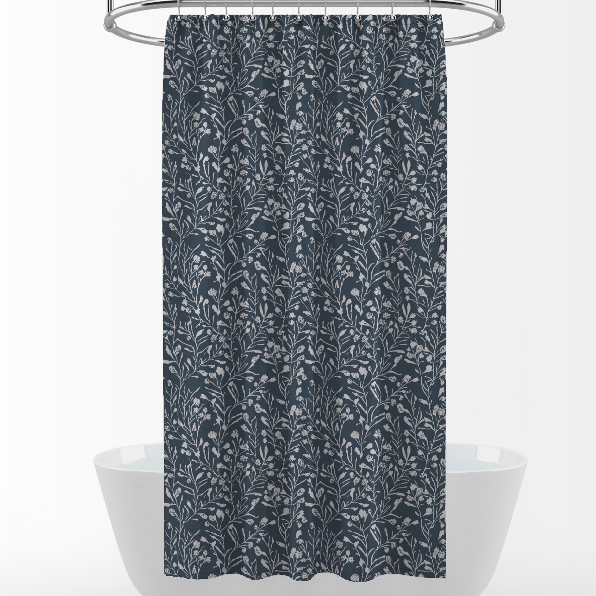 Blue Botanical Shower Curtain Boho Home Decor for Bridal Shower Gift for Wedding for Couple Unique Gift for Housewarming Present