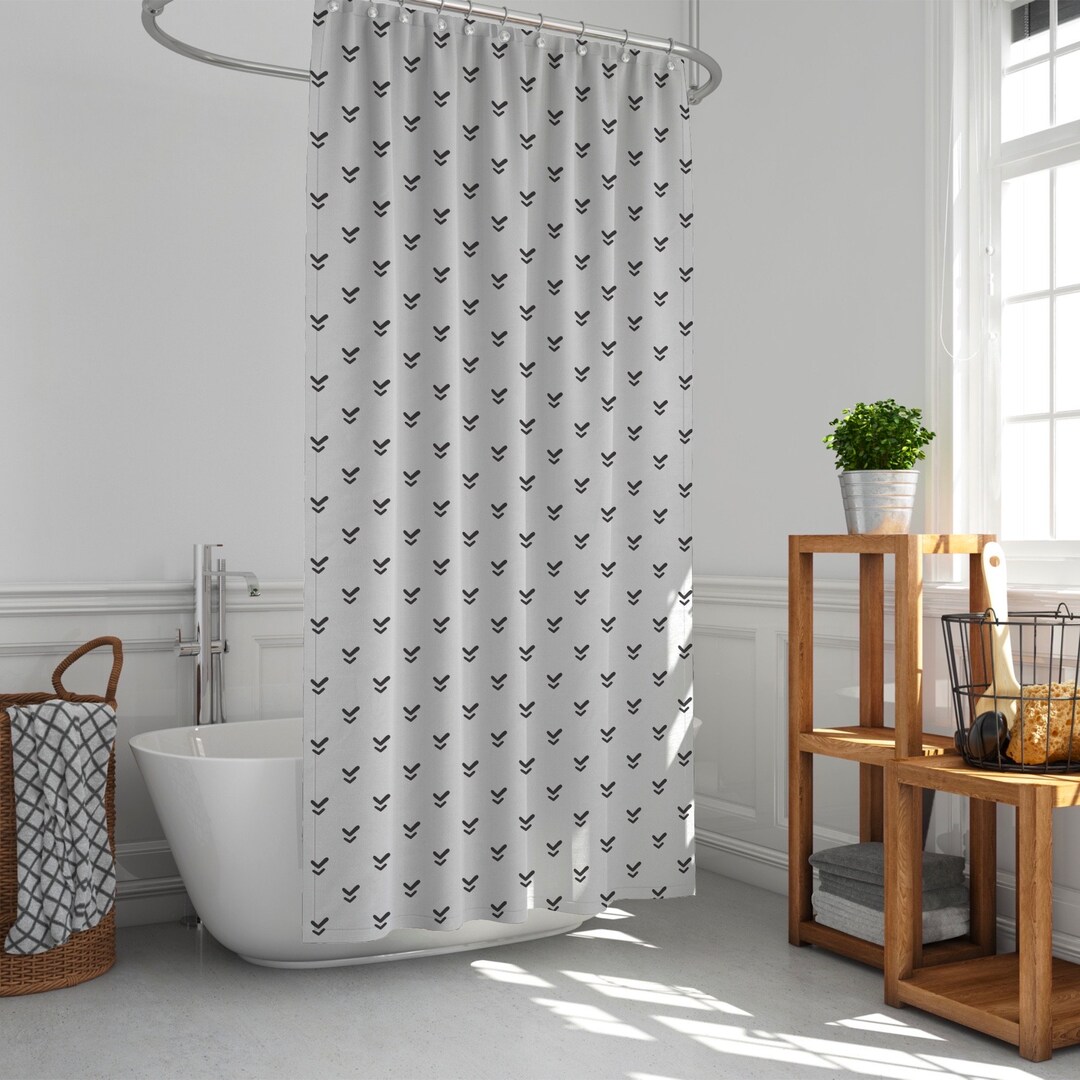 Boho Shower Curtain Arrow Design Minimalist Style Bathroom Decor Perfect Housewarming or Wedding