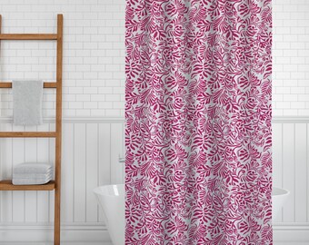 Shower Curtain Boho Red Botanical Print Bathroom Decor Perfect Housewarming Art Shower Curtain for Wedding Gift for Couple Unique Gift