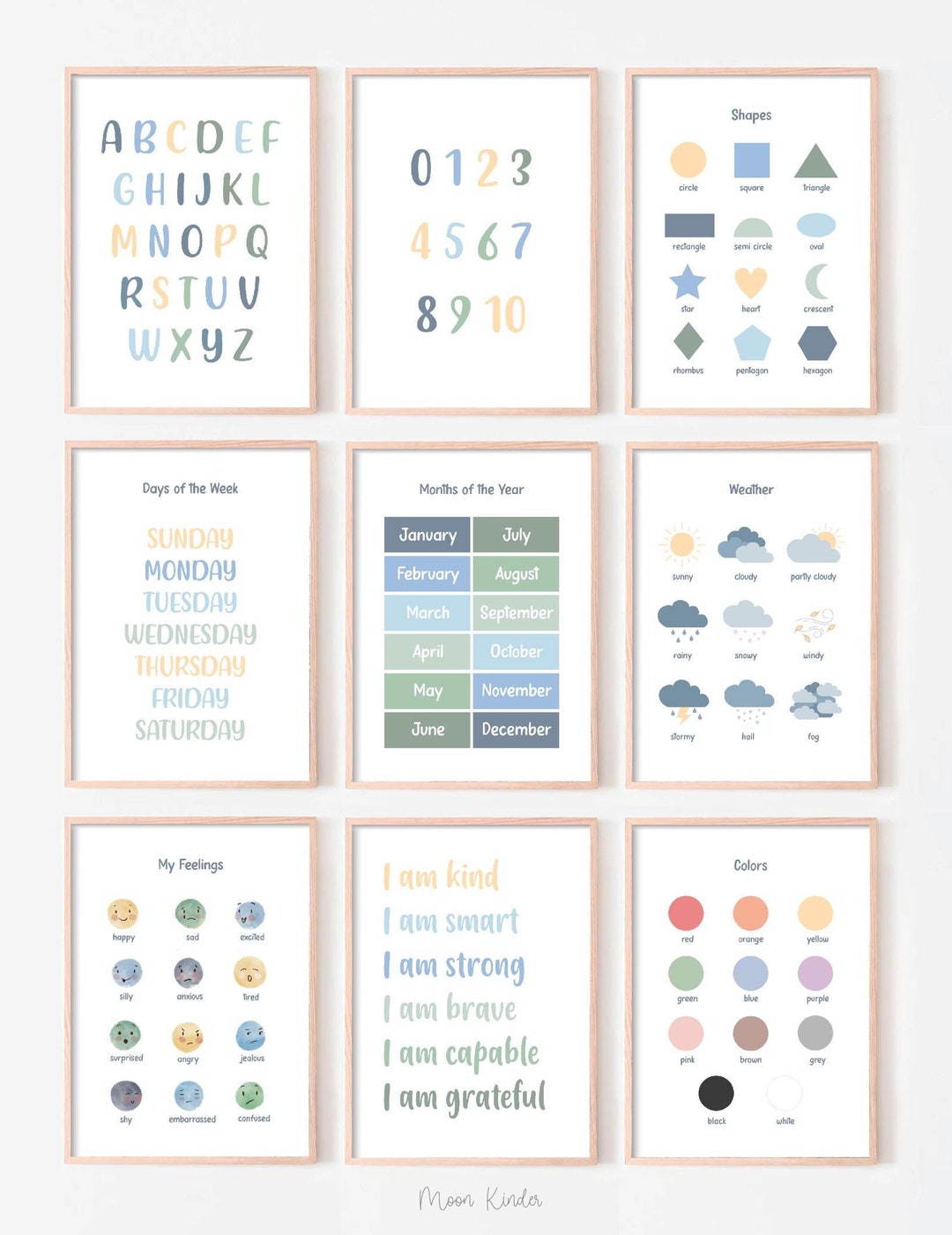 Set of 9 Educational Posters, Montessori Classroom Decor, Homeschool ...