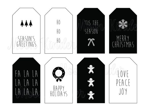 Minimalist Black And White Holiday Gift Tags